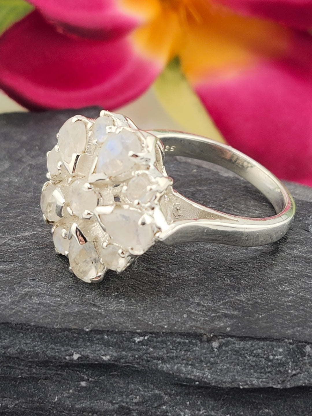 Cluster Moonstone Ring Size 8