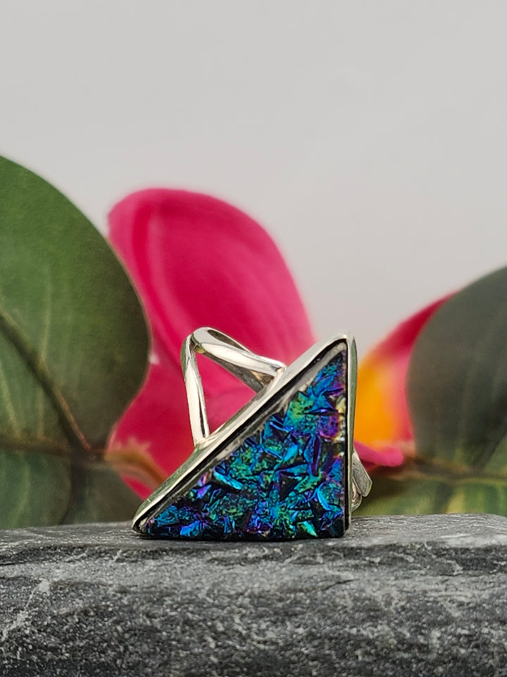 Titanium Druzy 925 Sterling Silver Ring Size 11