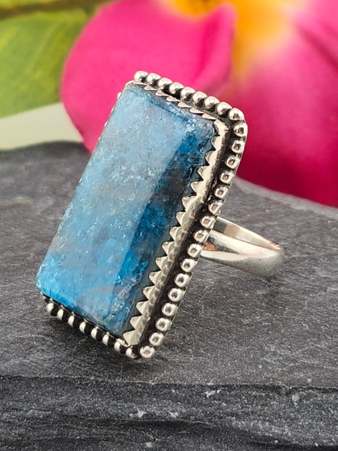 Apatite & 925 Sterling Silver Ring Size 7