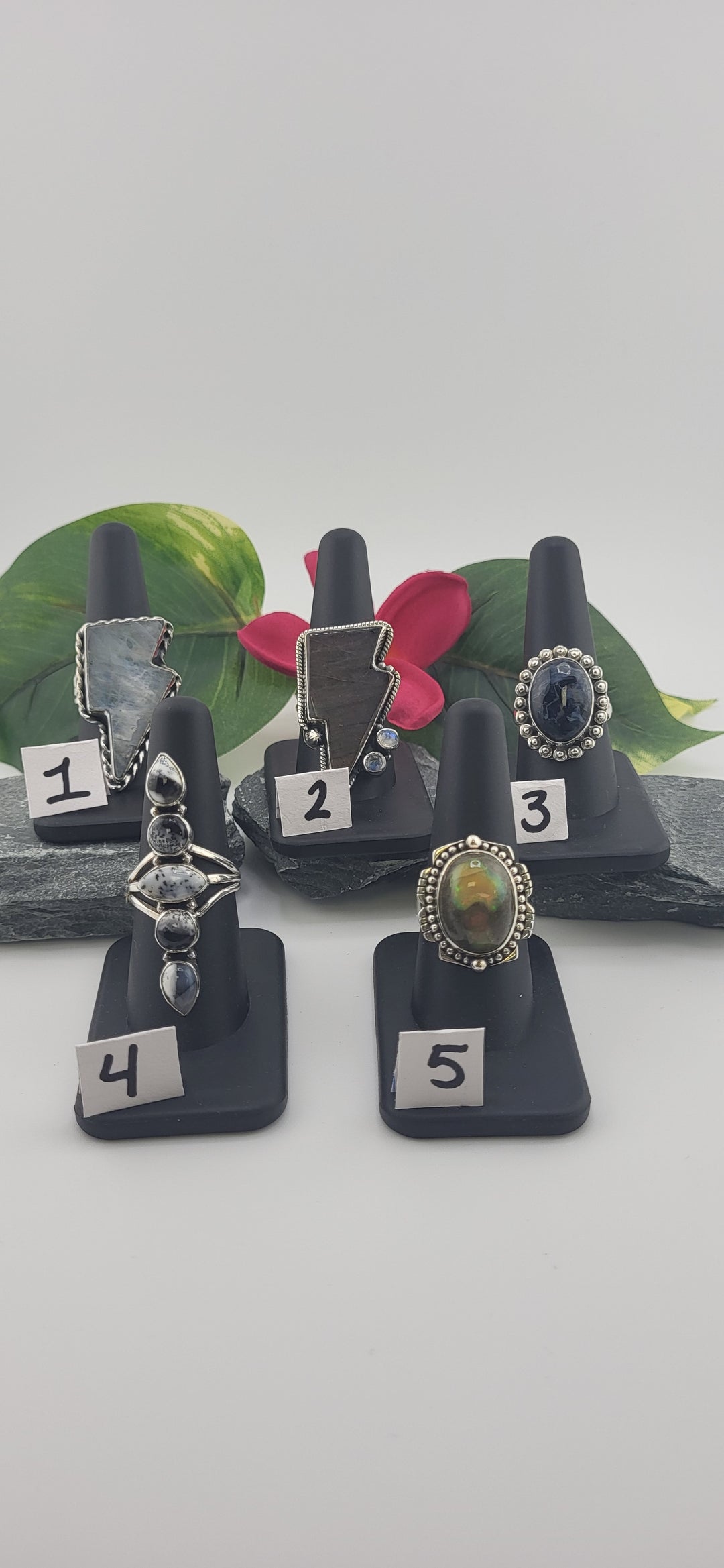 RESERVED FOR:   Flower & Moon Crystals (Vault) -11/29/2024 - 5 Sterling Silver Items