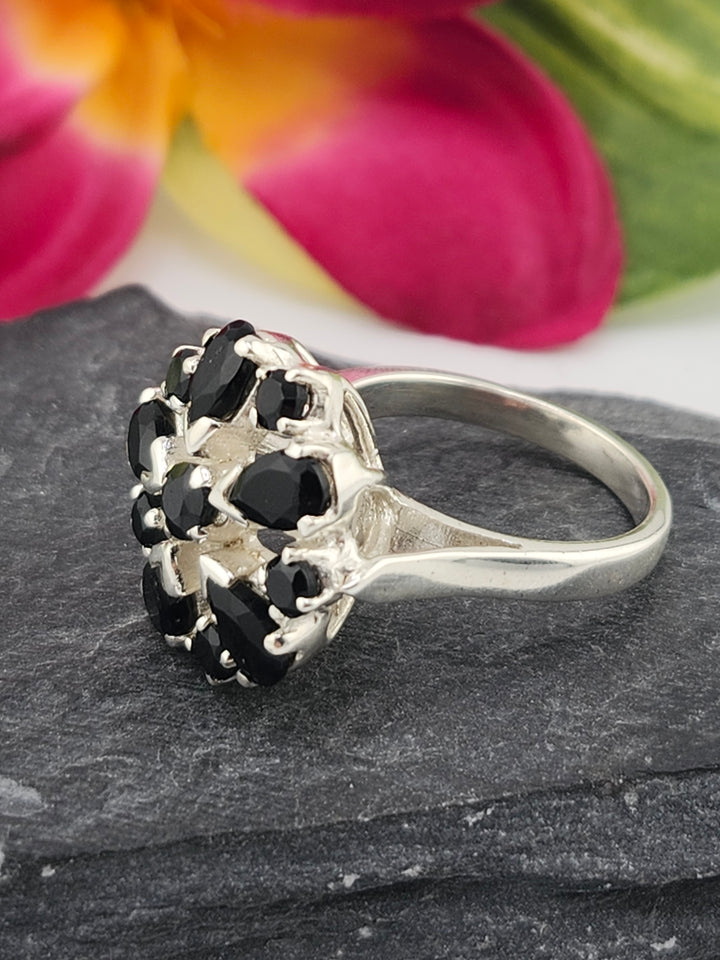 Cluster Black Onyx Ring Size 8