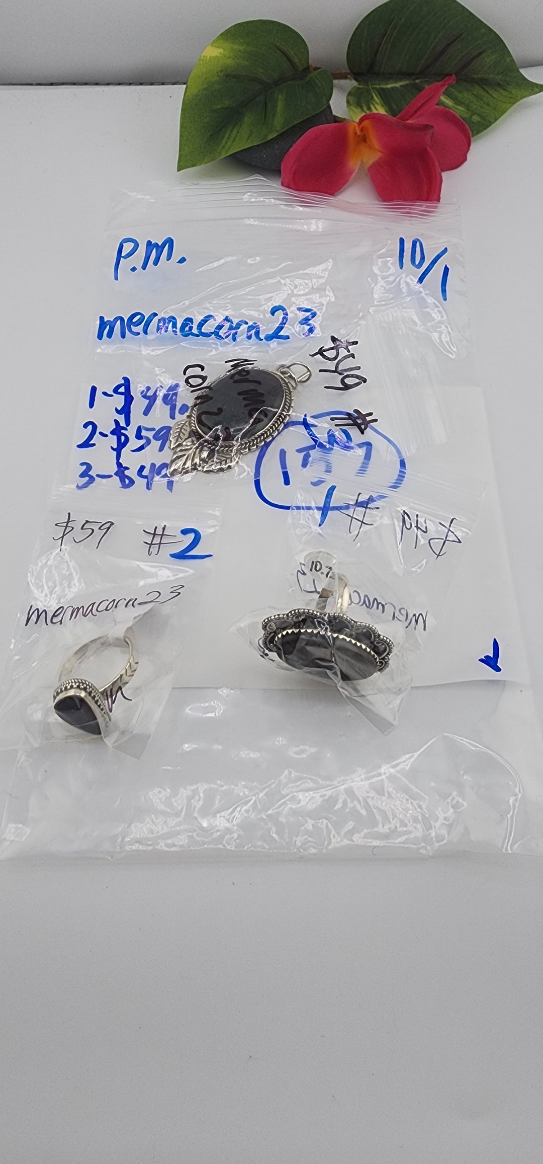 PM SHOW 48HR - RESERVED FOR: mermacorn23 - 10/1/2025 FL tiktok Live Show - 3 Sterling Silver Items