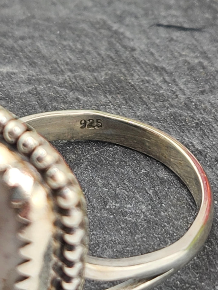 Mushroom Jasper & 925 Sterling Silver Ring Size 8