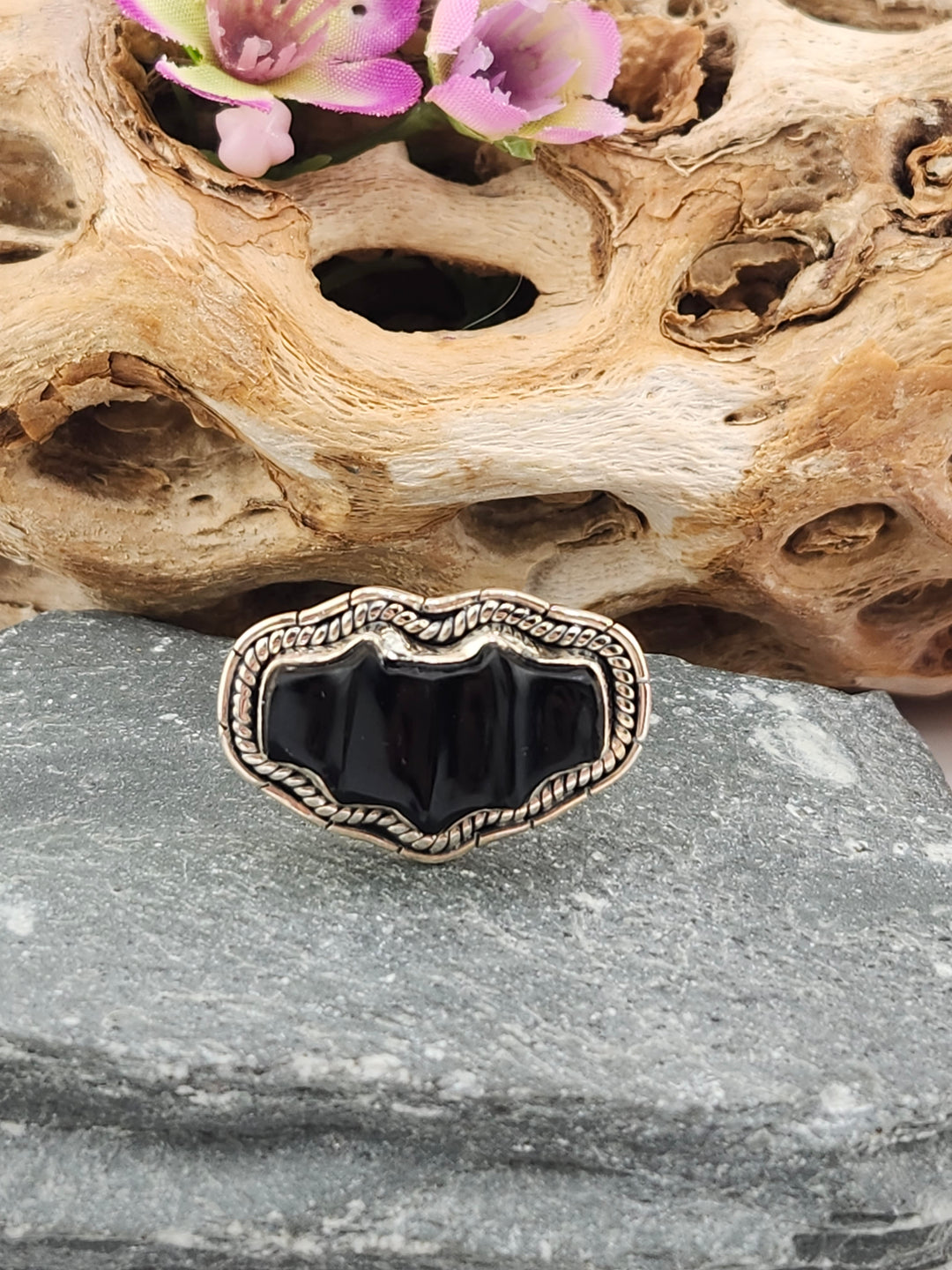 Black Onyx Bat Ring Size 11