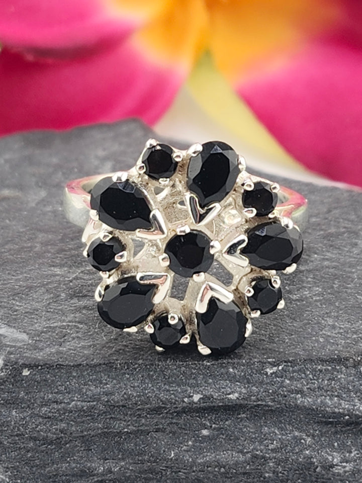 Cluster Black Onyx Ring Size 10
