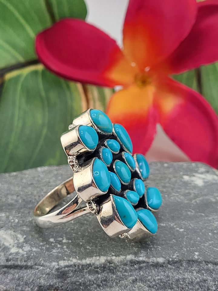 Turquoise Cluster Ring Size 9.75