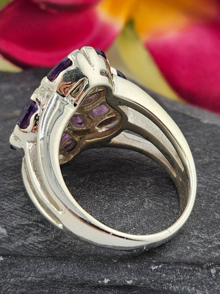 Cluster Amethyst Ring Size 10