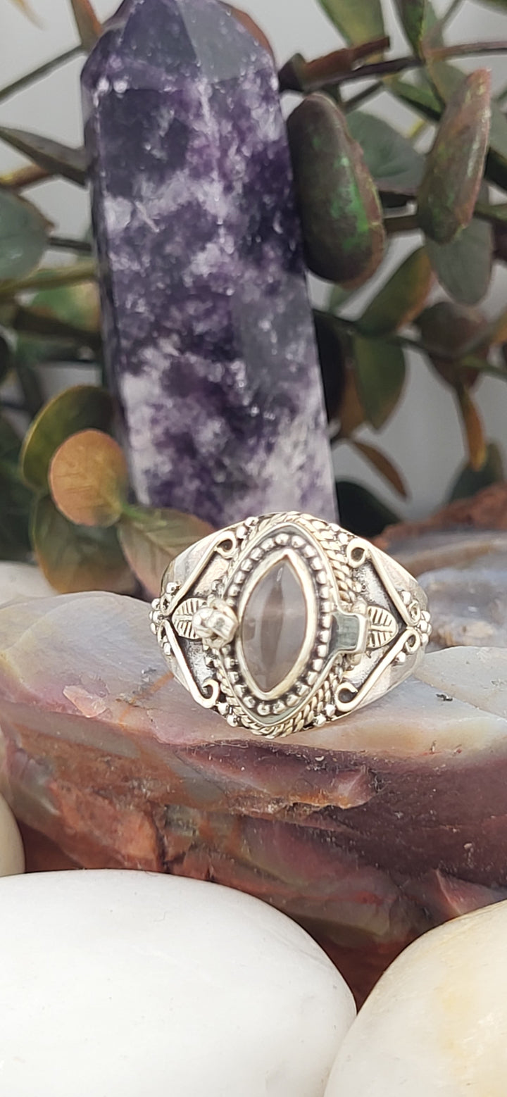 Rose Quartz & 925 Sterling Silver Lockett Ring Size 10