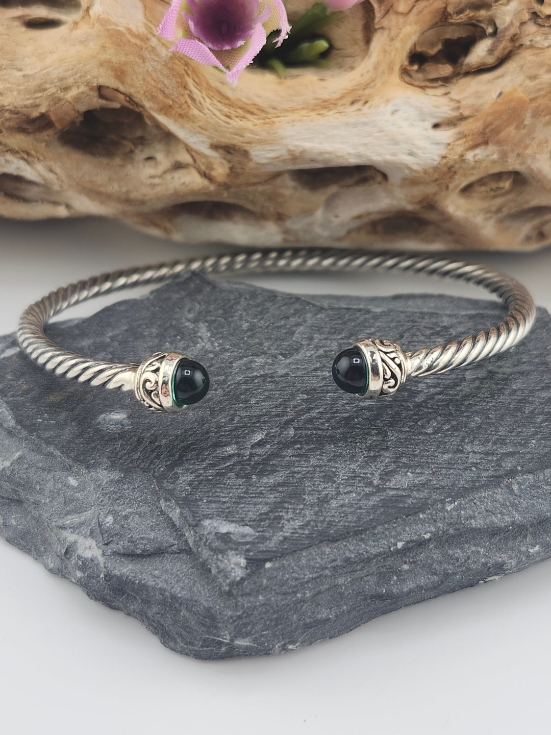 Sterling Green Quartz Cuff