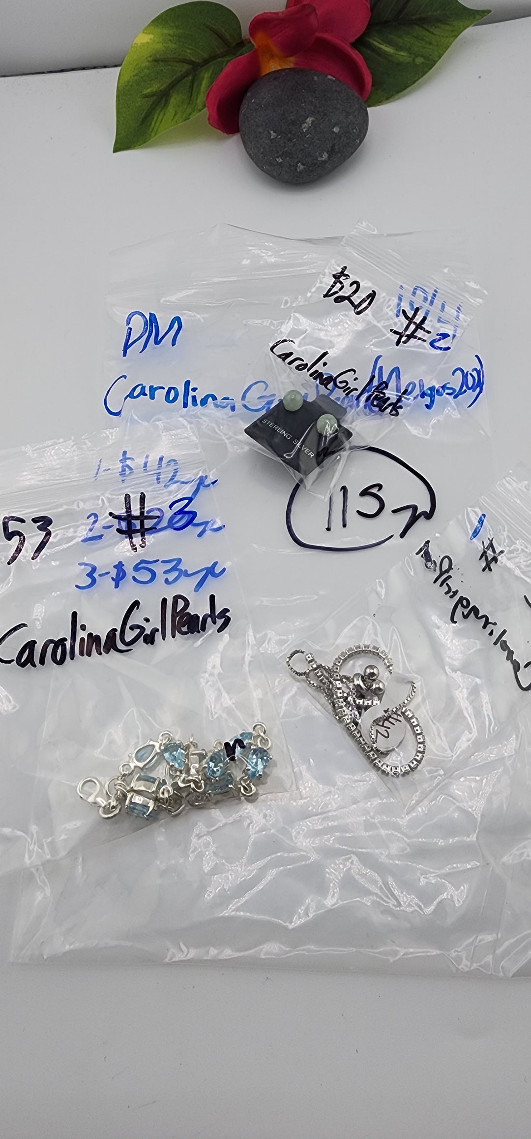 PM SHOW 48HR - RESERVED FOR: CarolinaGirlPearls(melgos2021) - 10/4/2025 FL tiktok Live Show - 3 Sterling Silver Items