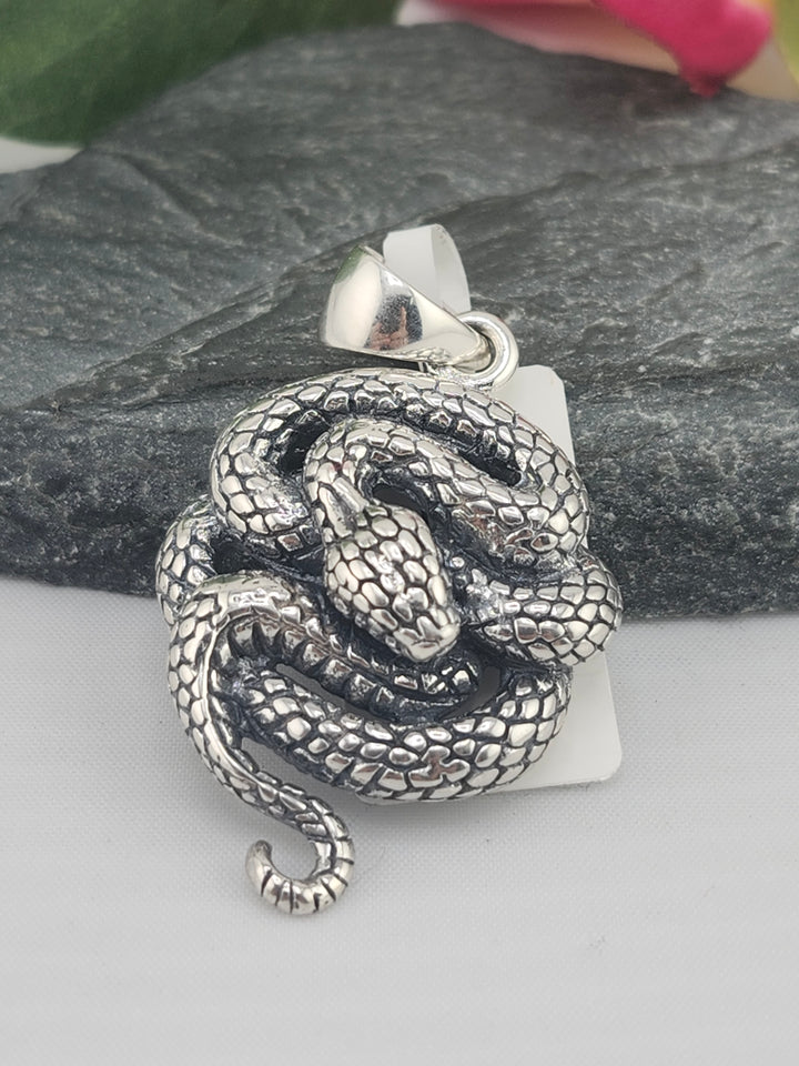 Designer SOMS 925 Sterling Silver Snake Pendant