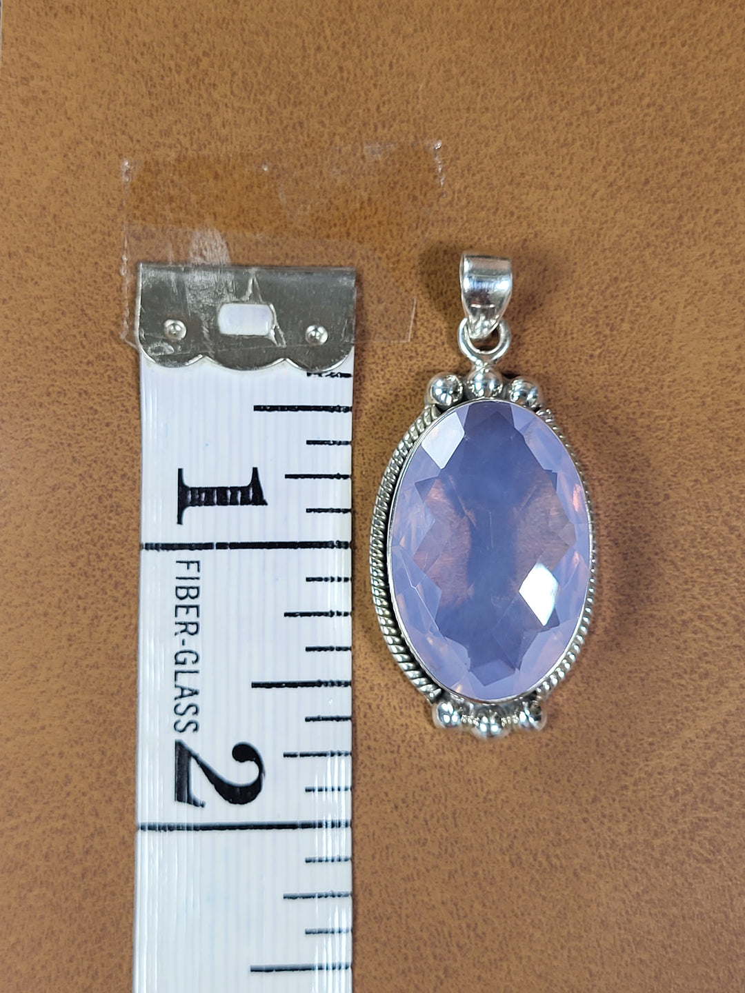 Natural Lavender Quartz 925 Sterling Silver Rose Cut Pendant - 1 3/4"