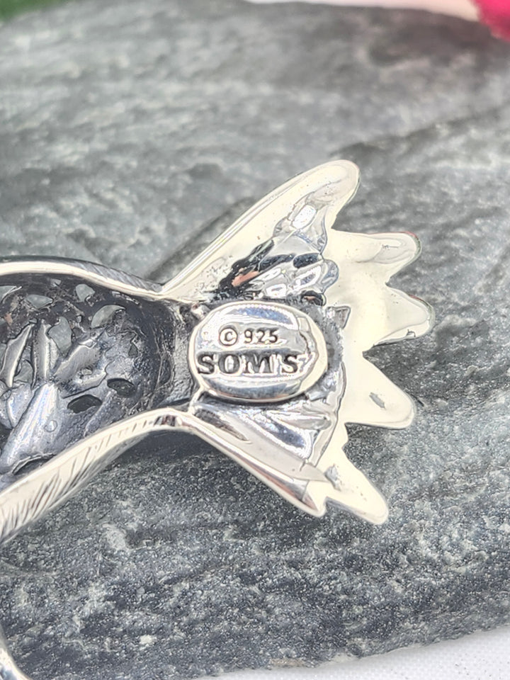 Designer SOMS 925 Sterling Silver Hummingbird Pendant