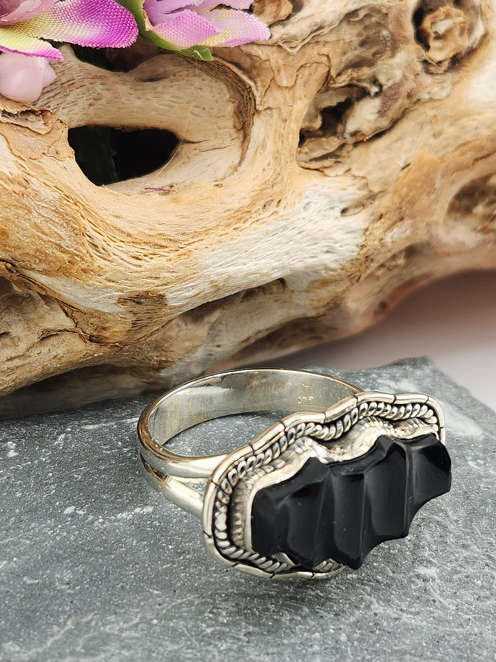 Black Onyx Bat Ring Size 11