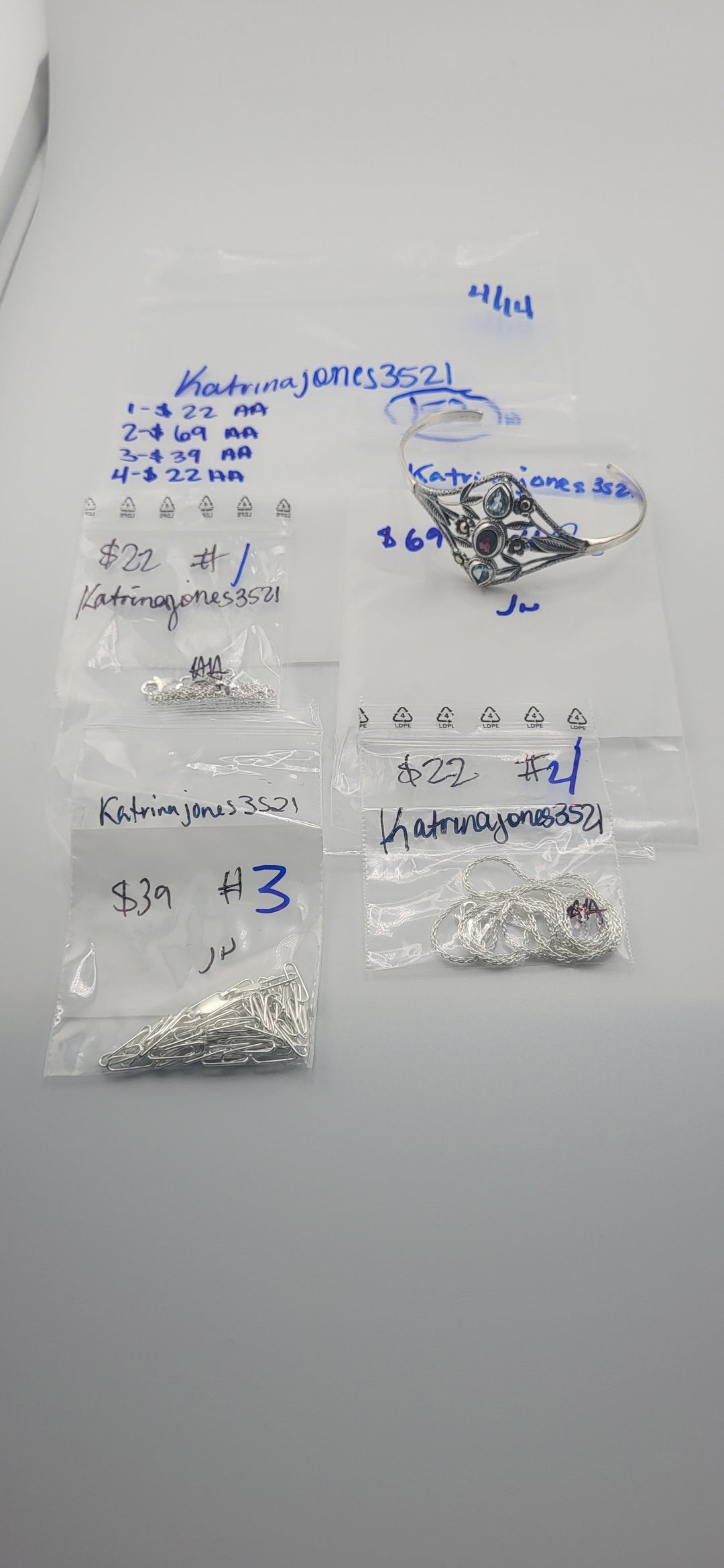 RESERVED FOR: Katrinajones3521- 4/14/2025 tiktok Live Show -4  Sterling Silver Items