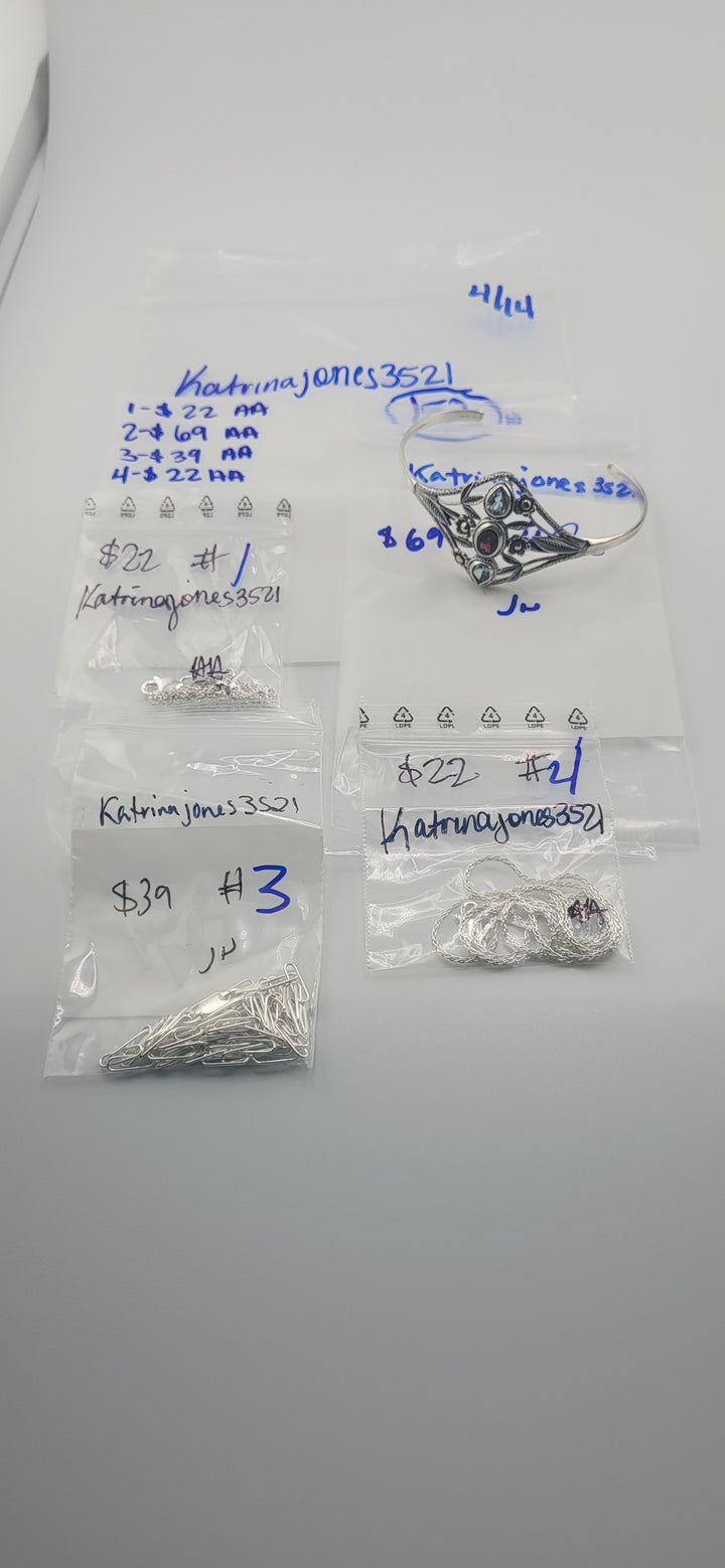 RESERVED FOR: Katrinajones3521- 4/14/2025 tiktok Live Show -4  Sterling Silver Items
