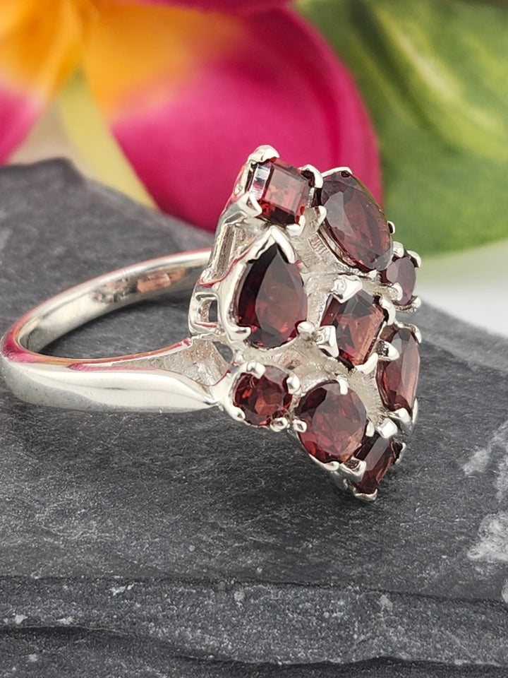 Cluster Garnet Ring Size 10