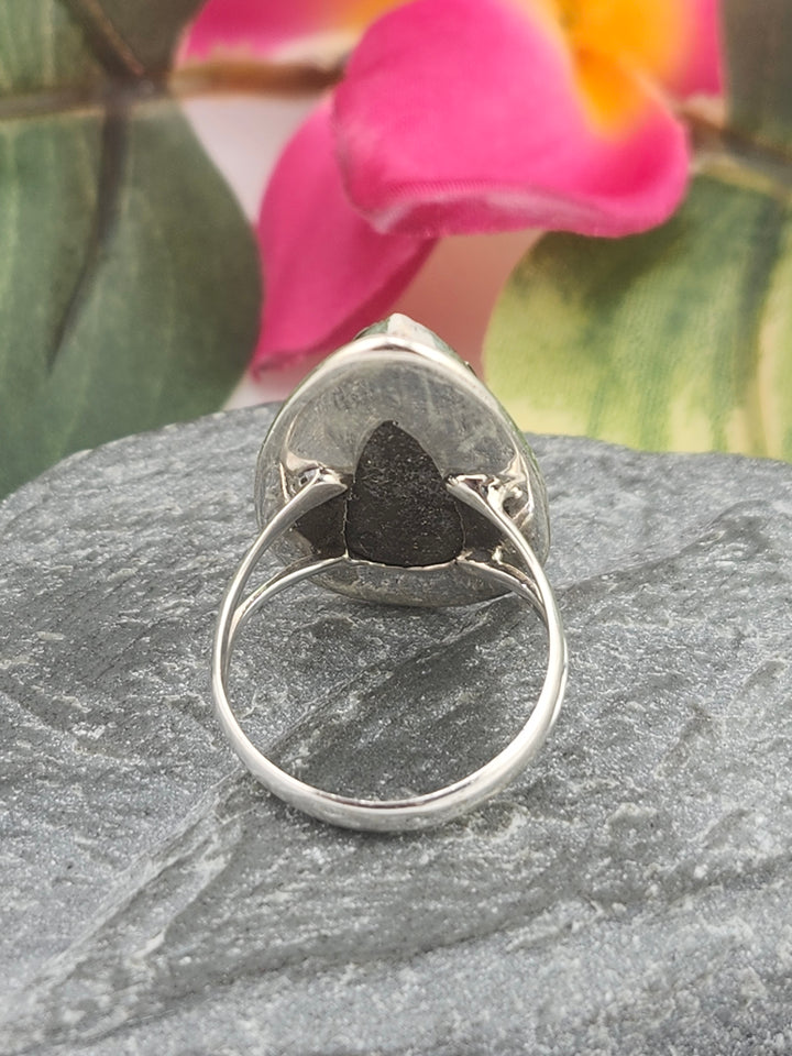 Titanium Druzy 925 Sterling Silver Ring Size 6