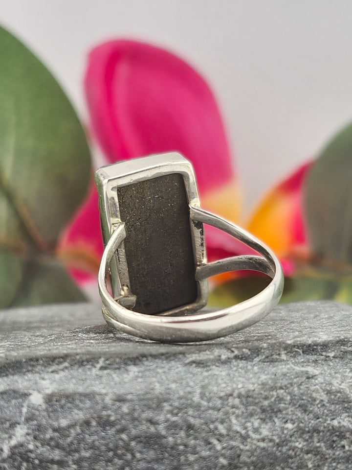 Titanium Druzy 925 Sterling Silver Ring Size 6½