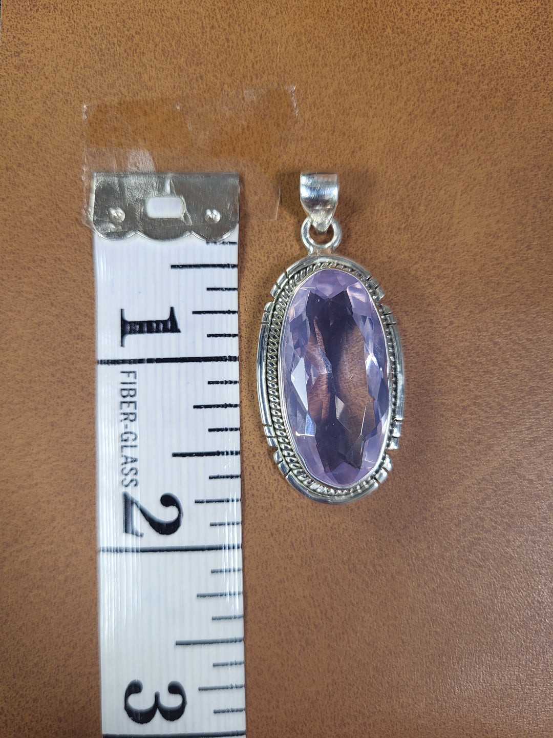 Natural Lavender Quartz 925 Sterling Silver Pendant - 1 3/4"