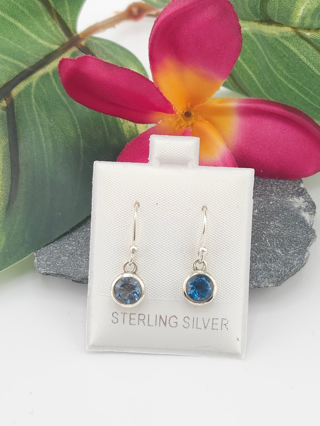 London Blue Round Dangle Earrings