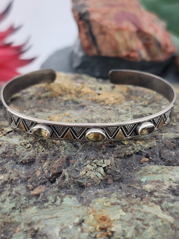 Bali 18K Gold Accented Triple Citrine Cuff