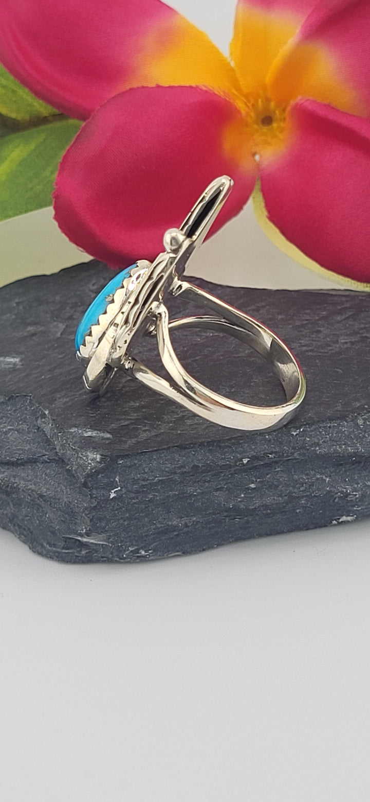 Turquoise and 925 Sterling Silver Ring Size 8