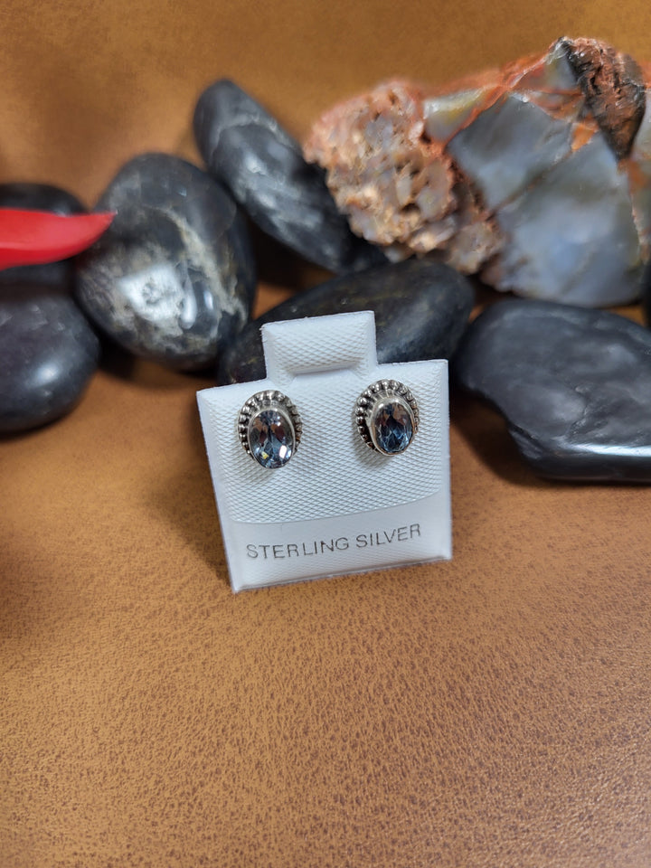 Natural Topaz Studs 925 Sterling Silver