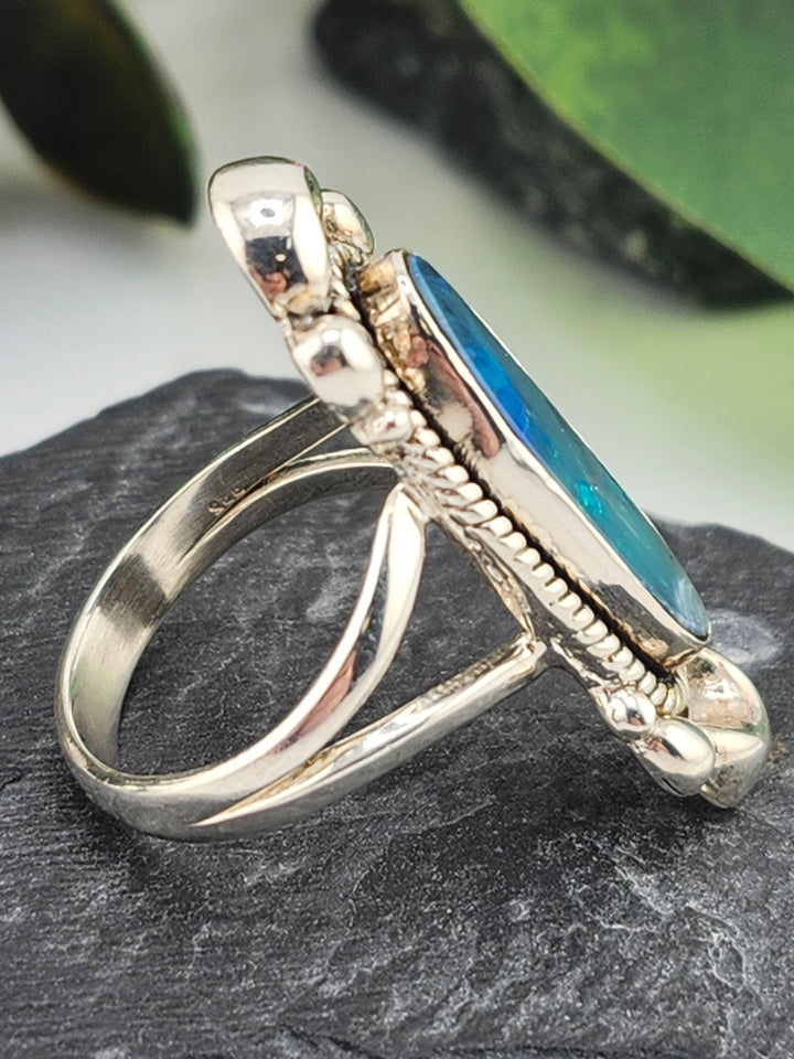 Australian Opal Doublet and 925 Sterling Silver Ring - Size 7.25