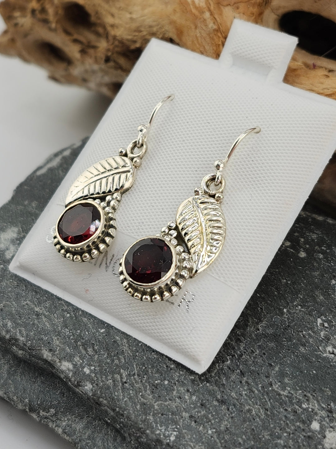 Garnet Oval Dangle Earrings