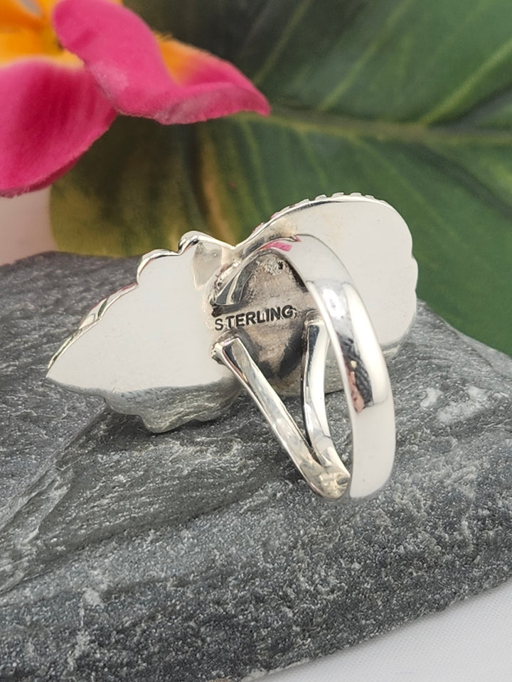 Red Spiny Oyster and 925 Sterling Silver Ring - Size 10