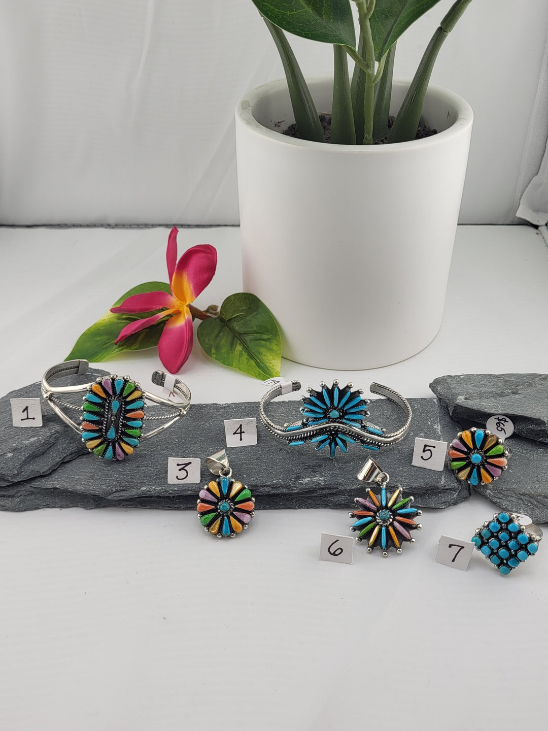 RESERVED FOR: Flower & Moon Crystals -11/17/2024 - 5 Sterling Silver Items