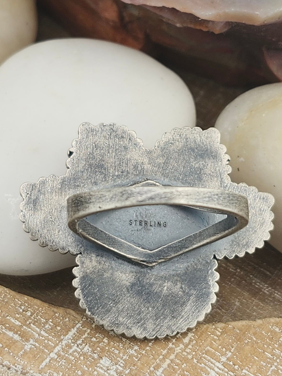 Turquoise with Queen Conch & 925 Sterling Silver Ring Size 10