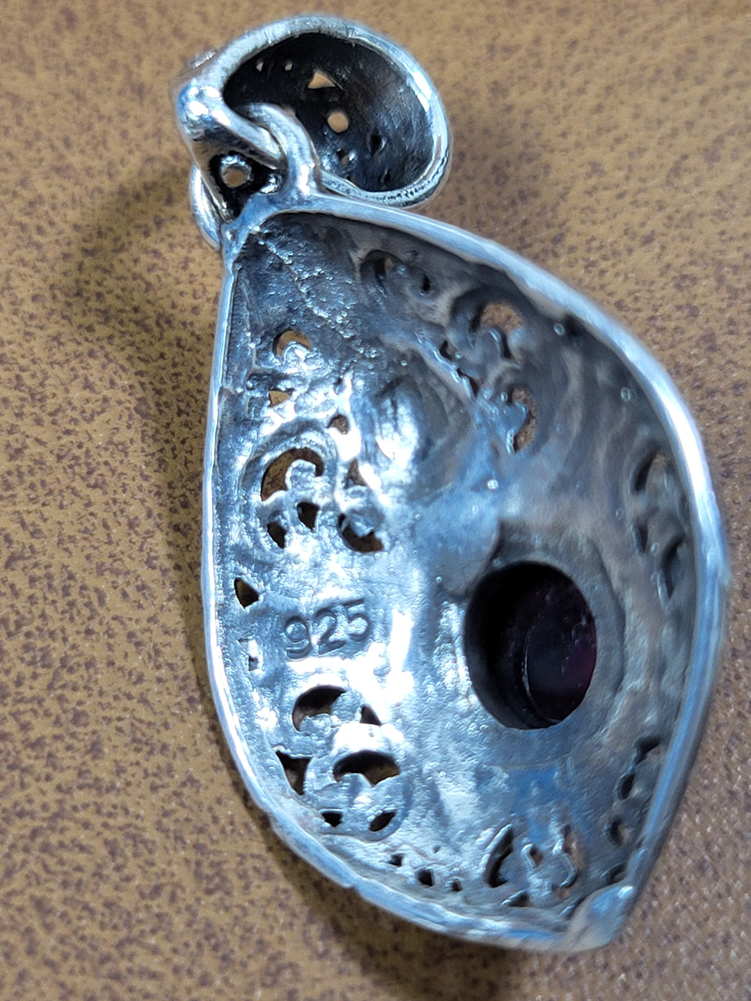 Raspberry Garnet Pendant 925 Sterling Silver