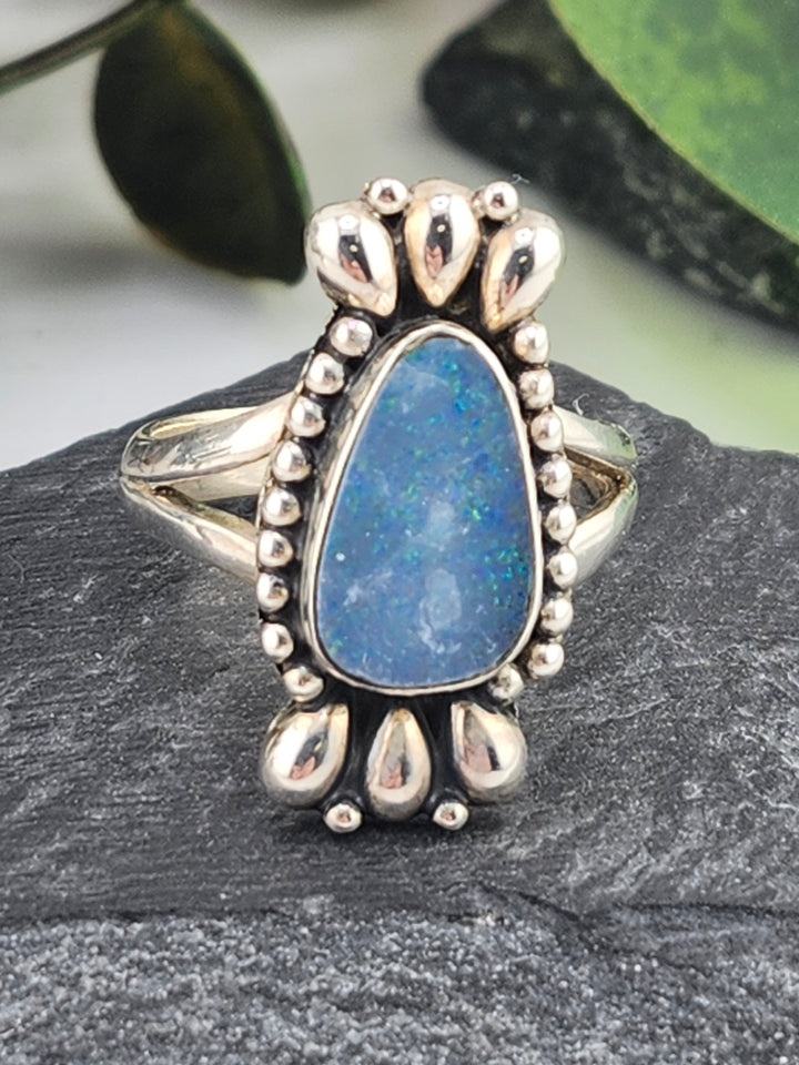 Australian Opal Doublet and 925 Sterling Silver Ring - Size 9.25