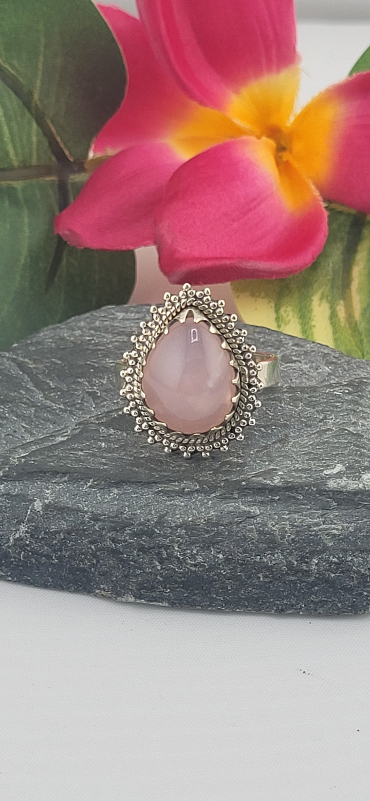 Morganite and 925 Sterling Silver Ring Size 8.5