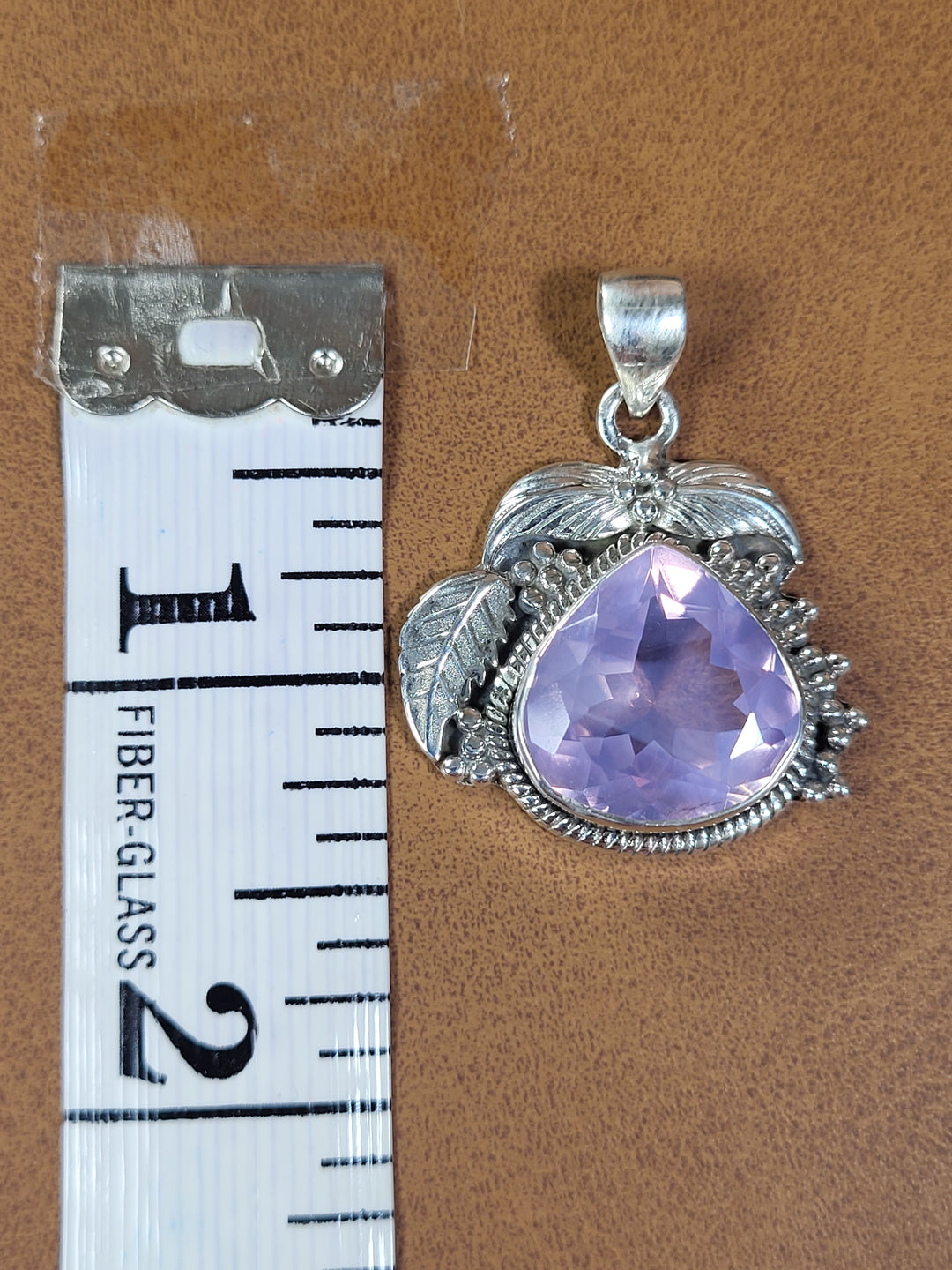 Natural Lavender Quartz 925 Sterling Silver Teardrop Pendant - 1 1/4"