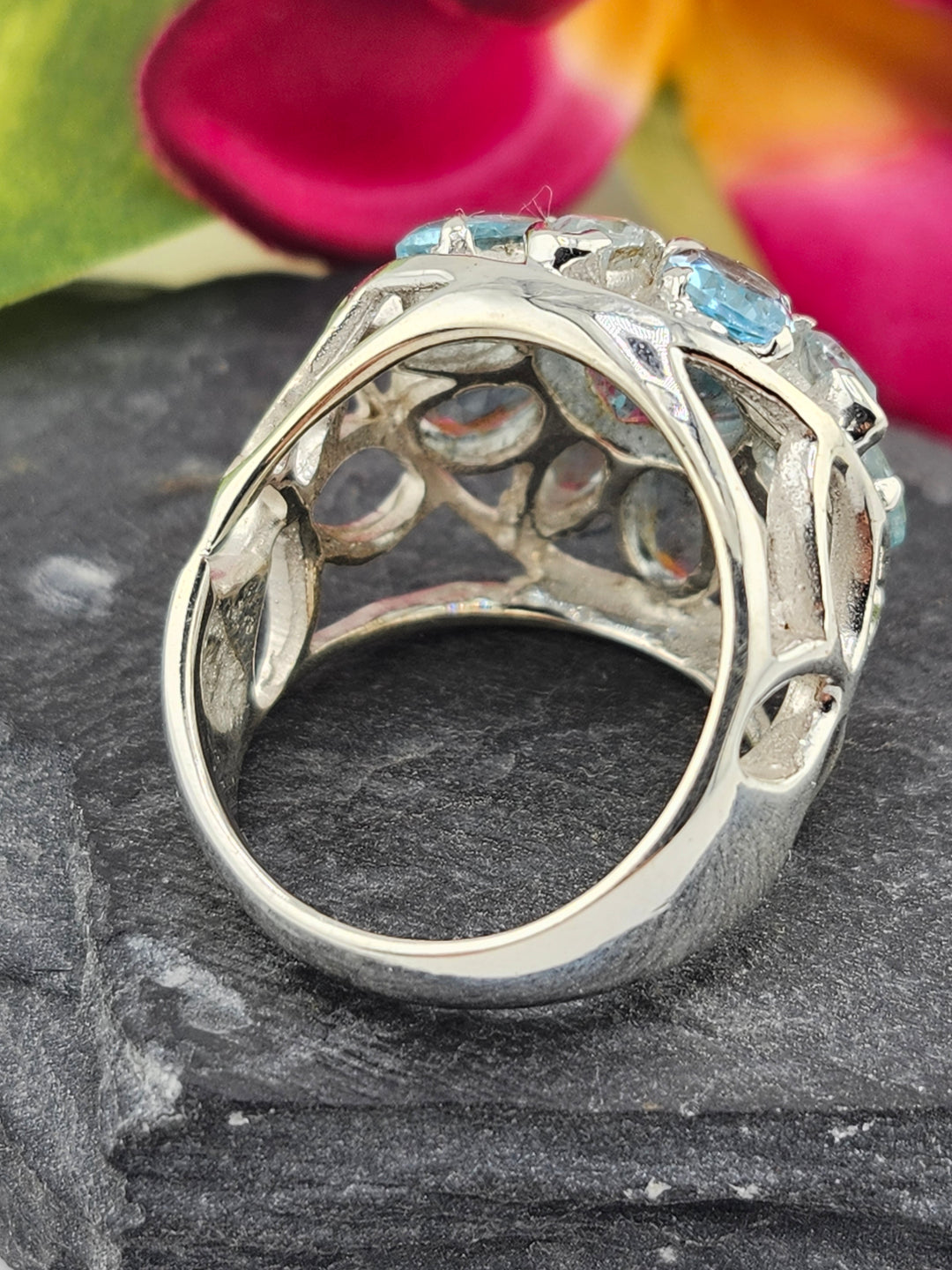 Cluster Topaz Ring Size 9