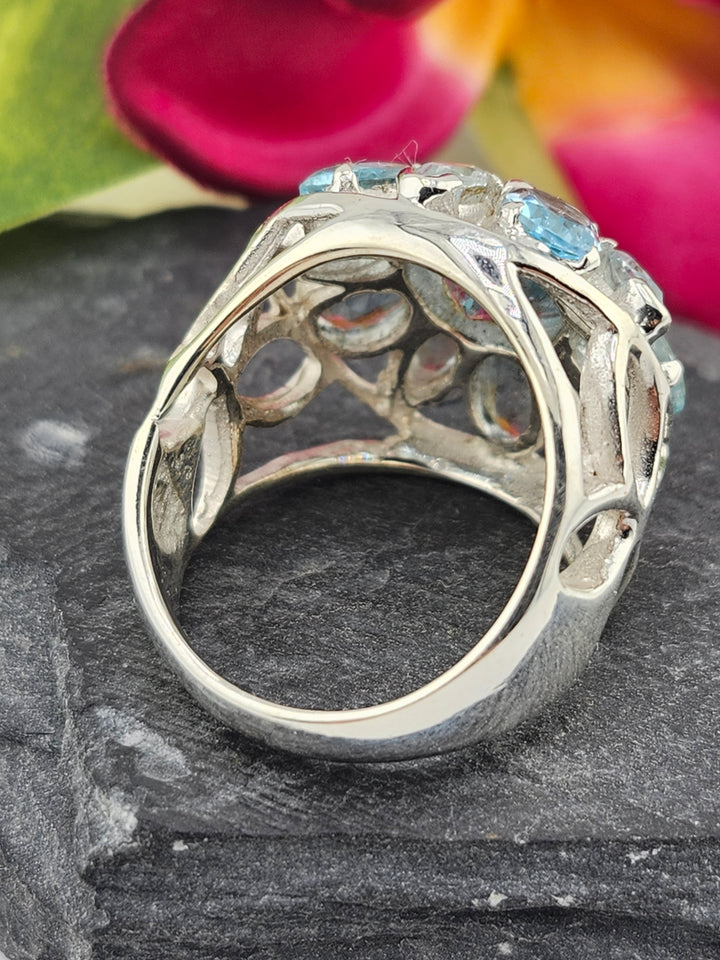 Cluster Topaz Ring Size 9