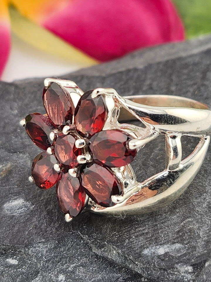 Cluster Garnet Ring Size 10
