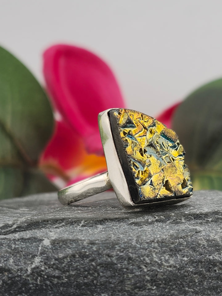 Titanium Druzy 925 Sterling Silver Ring Size 11