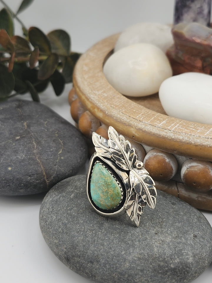 Turquoise & 925 Sterling Silver Ring Size 8