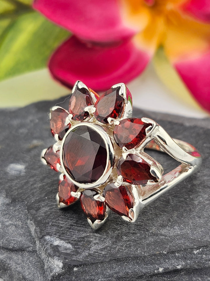 Cluster Garnet Ring Size 8.5