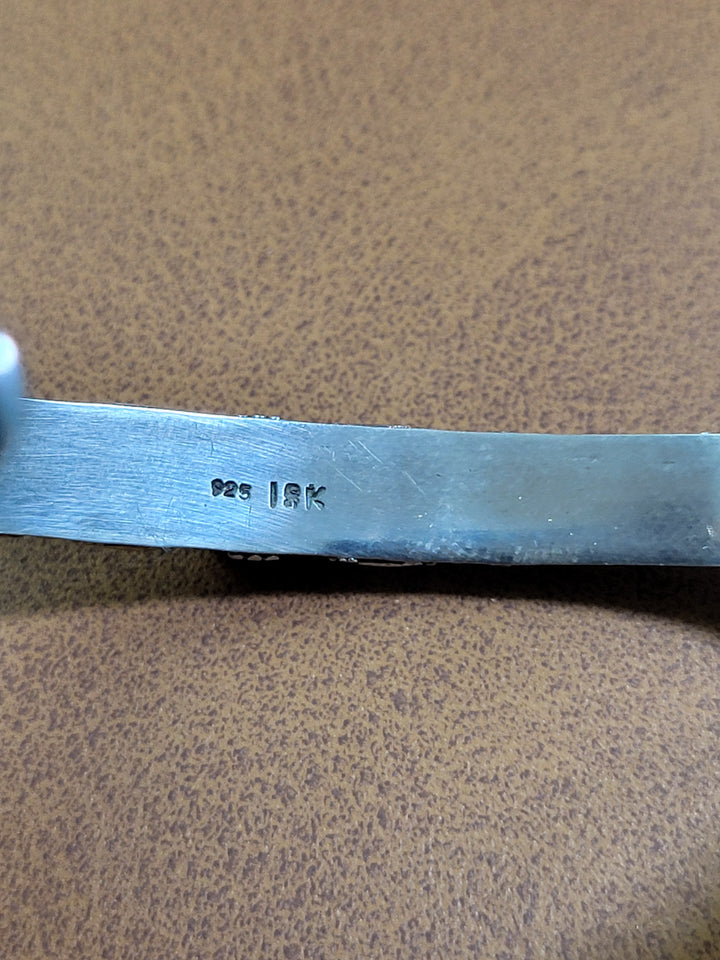 Natural Amethyst Cuff 925 Sterling Silver + 18k Accents