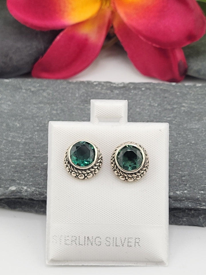Green Quartz Post Back Studs