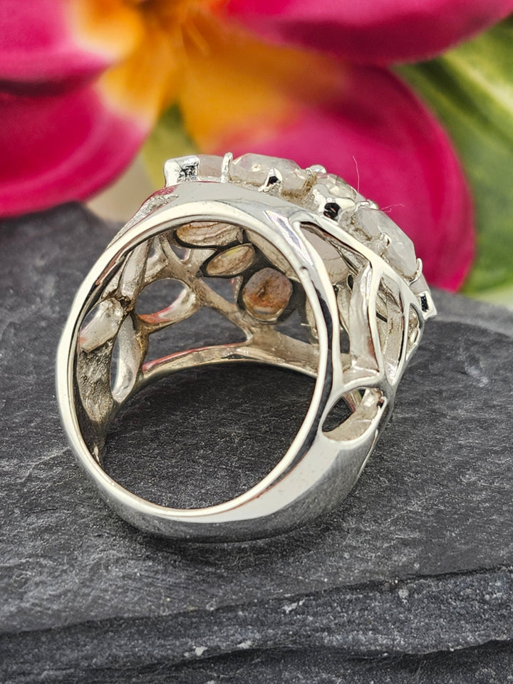 Cluster Moonstone Ring Size 8