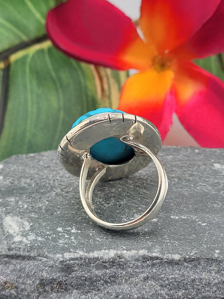 Carved Turquoise Ring Size 7