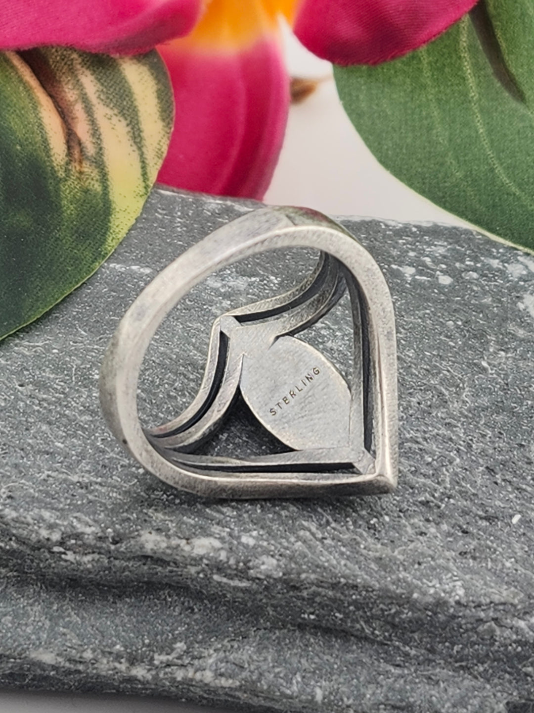 Oxidized Marquee Turquoise Ring Size 9.25