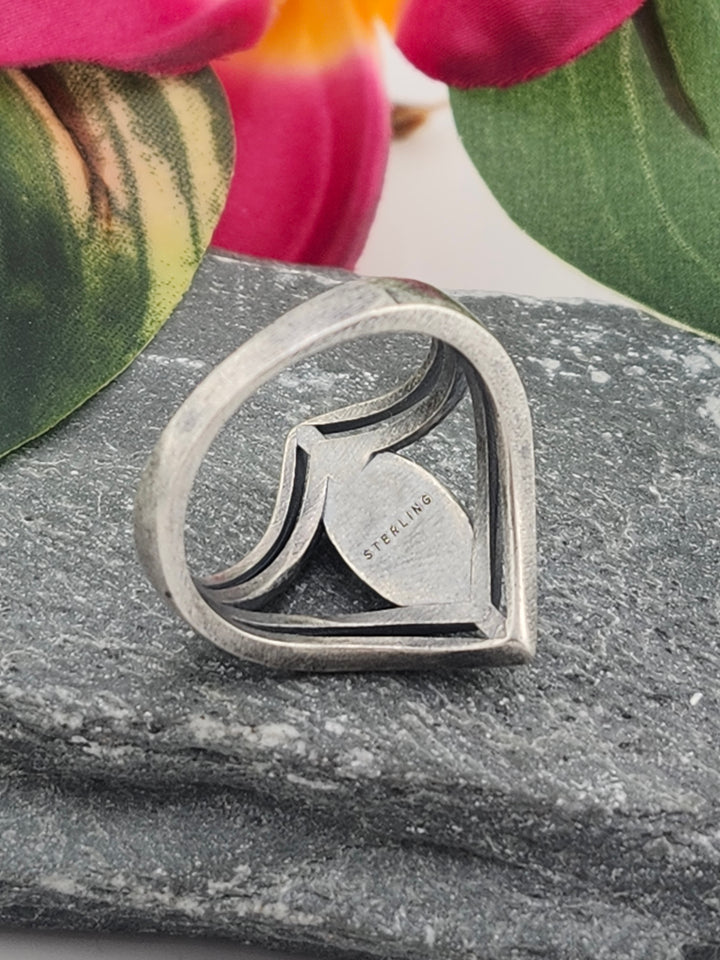 Oxidized Marquee Turquoise Ring Size 9.25