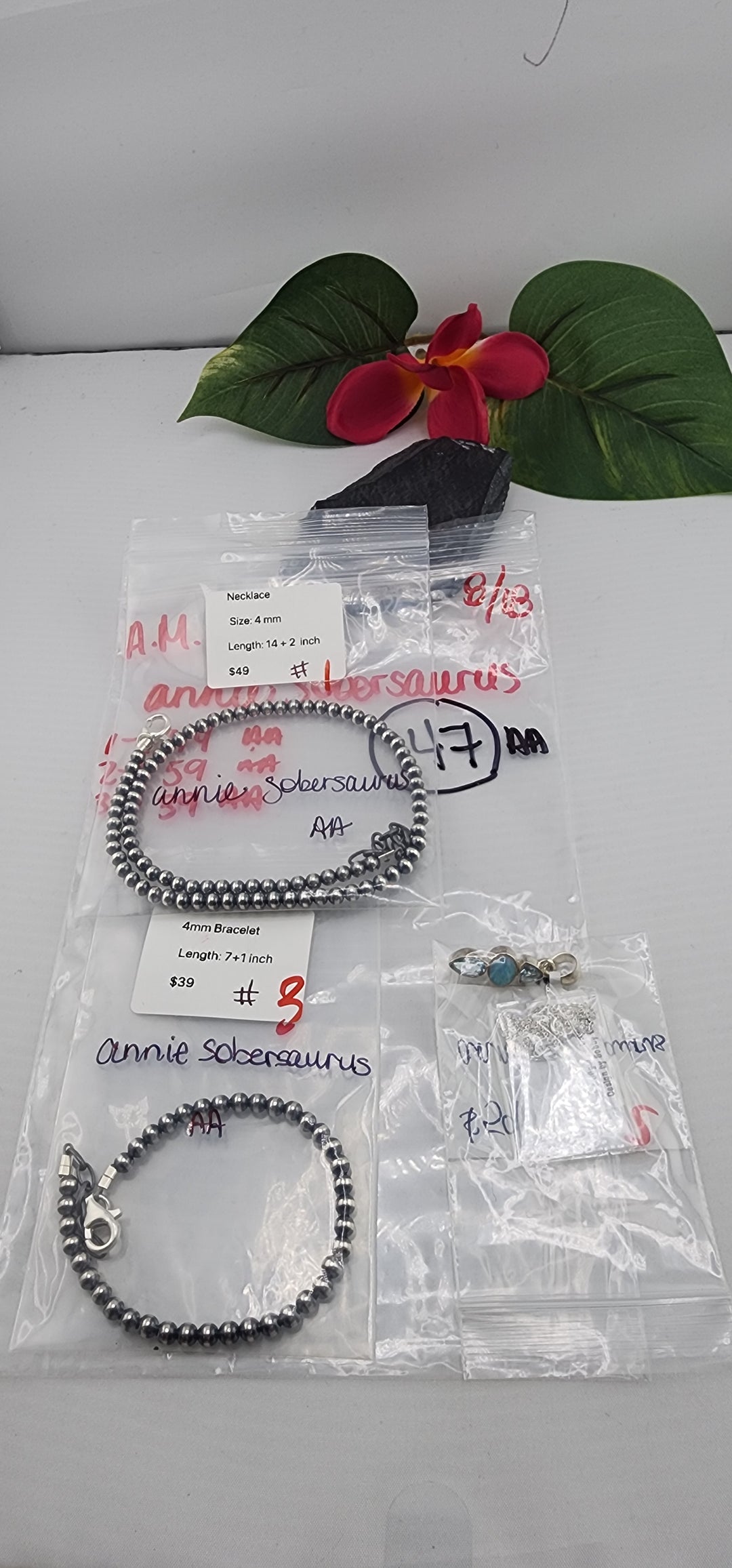 AM SHOW 48HR - RESERVED FOR: annie sobersaurus - 8/18/2025 FL tiktok Live Show - 3 Sterling Silver Items